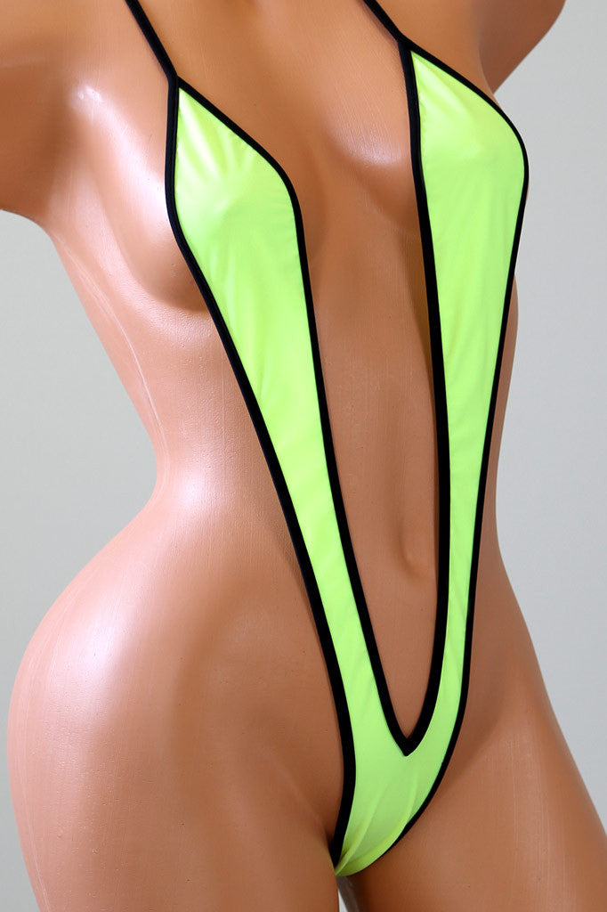 Neon Yellow And Black Slingshot Bikini
